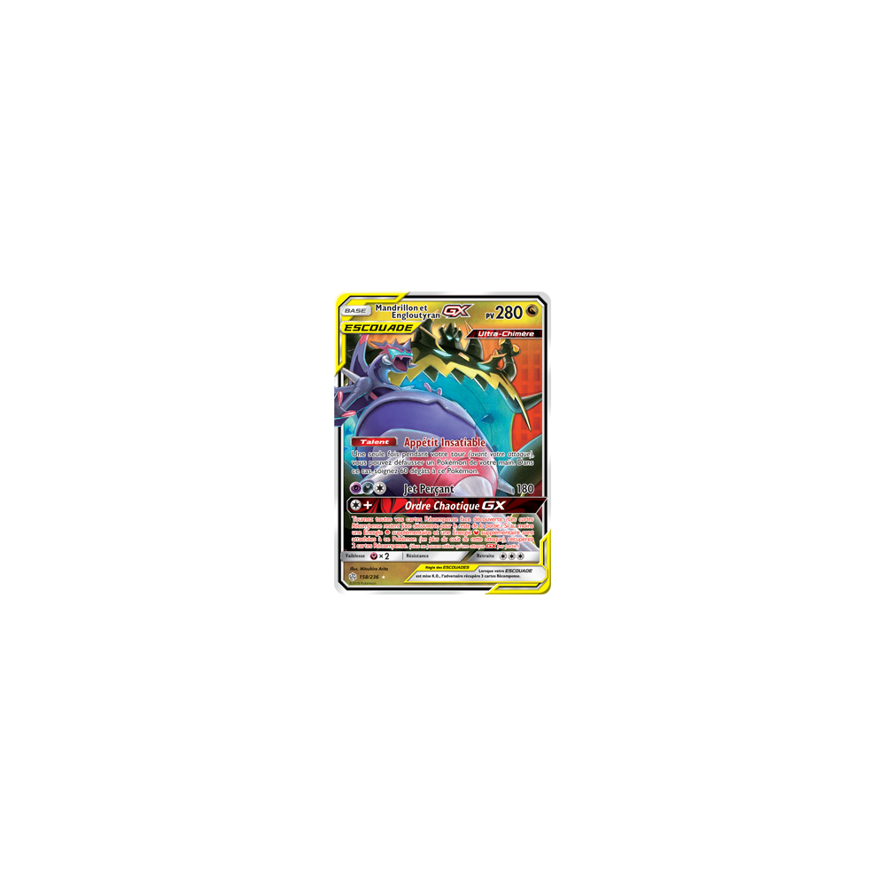 Mandrillon et Engloutyran 158/236 : Joyau Holographique rare GX de l'extension Pokémon Éclipse Cosmique