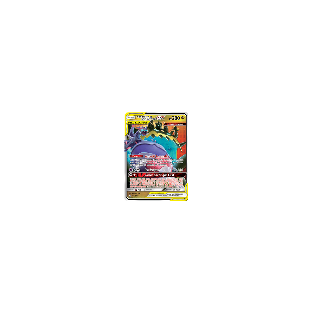 Mandrillon et Engloutyran 158/236 : Joyau Holographique rare GX de l'extension Pokémon Éclipse Cosmique