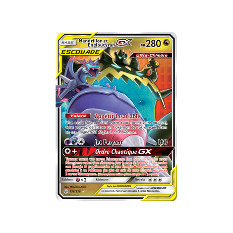 Mandrillon et Engloutyran 158/236 : Joyau Holographique rare GX de l'extension Pokémon Éclipse Cosmique