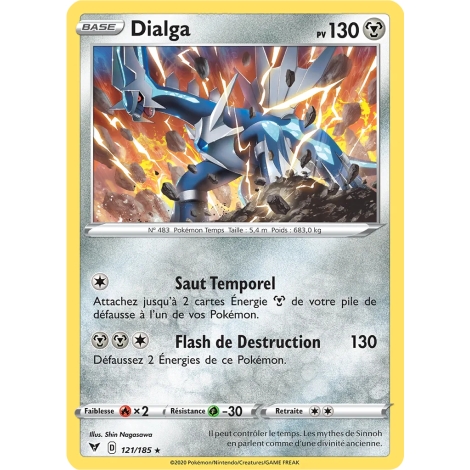 Carte Dialga - Holographique rare de Pokémon Épée et Bouclier Voltage Éclatant 121/185