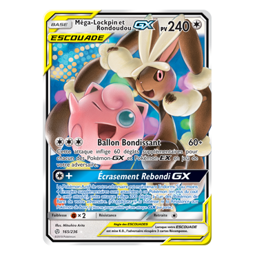 Carte Méga-Lockpin et Rondoudou - Holographique rare GX de Pokémon Éclipse Cosmique 165/236