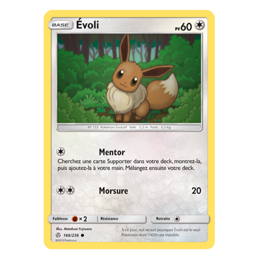 Évoli 166/236 : Joyau Commune de l'extension Pokémon Éclipse Cosmique