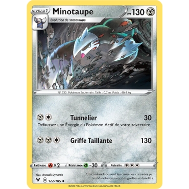 Carte Minotaupe - Peu commune (Brillante) de Pokémon Épée et Bouclier Voltage Éclatant 122/185