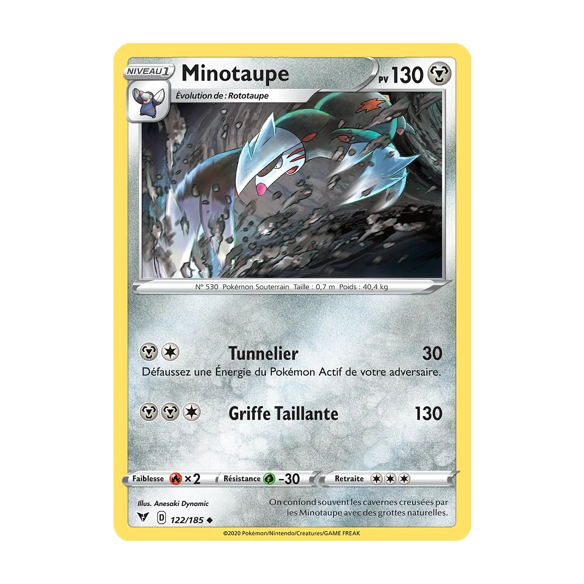 Carte Minotaupe - Peu commune (Brillante) de Pokémon Épée et Bouclier Voltage Éclatant 122/185