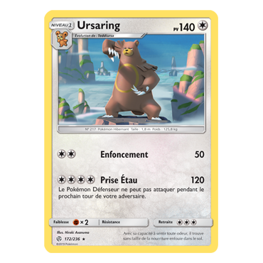 Carte Ursaring - Rare de Pokémon Éclipse Cosmique 172/236