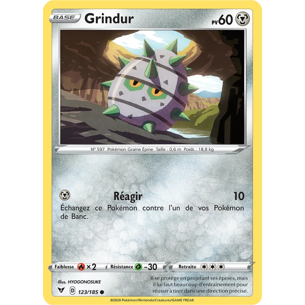 Carte Grindur - Commune (Brillante) de Pokémon Épée et Bouclier Voltage Éclatant 123/185