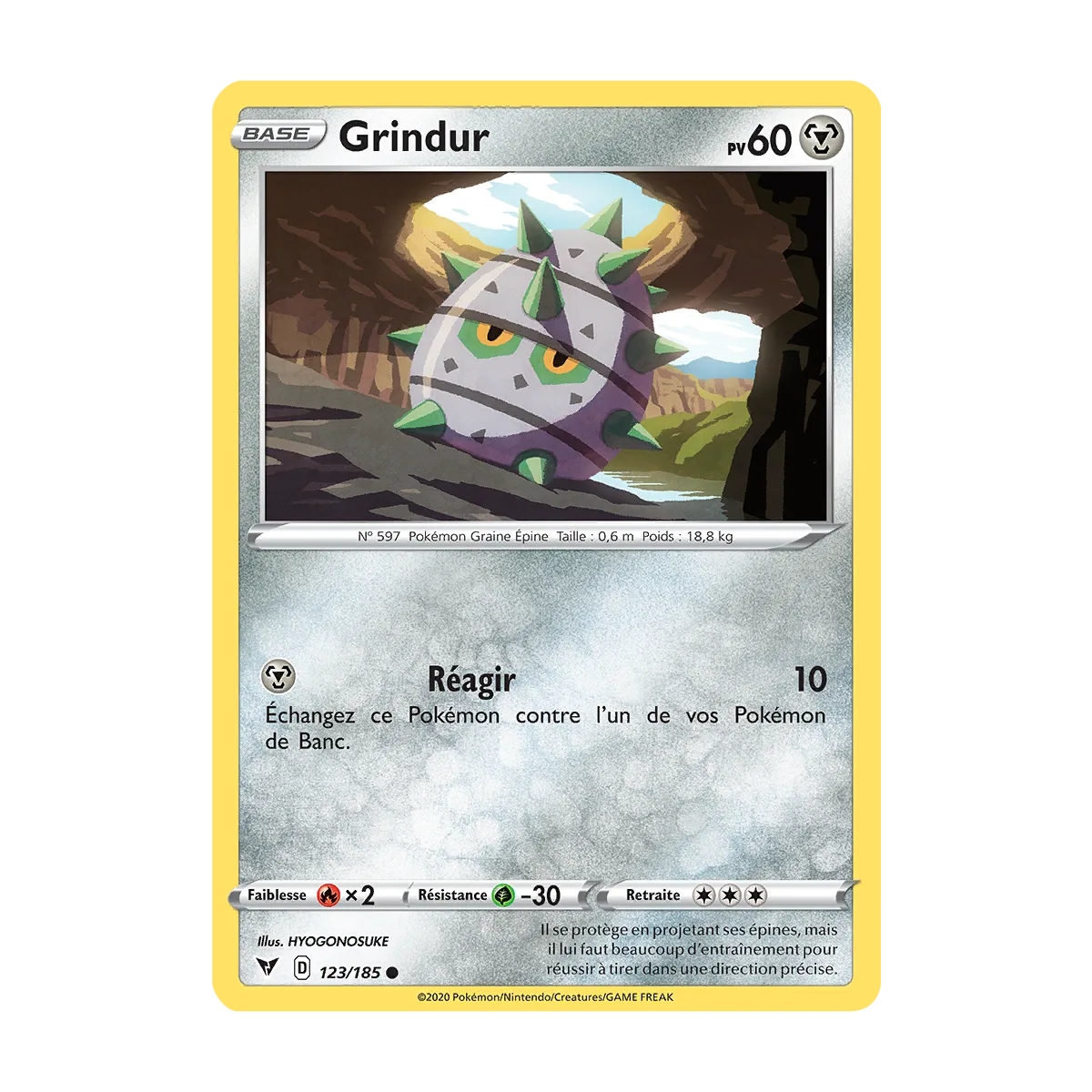 Carte Grindur - Commune (Brillante) de Pokémon Épée et Bouclier Voltage Éclatant 123/185