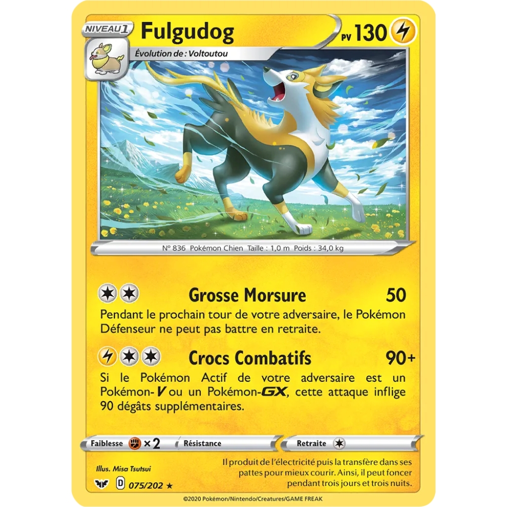 Fulgudog 075/202 : Joyau Holographique rare de l'extension Pokémon Épée et Bouclier