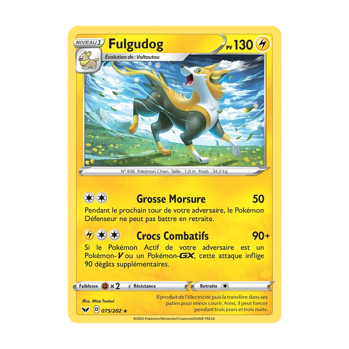 Fulgudog 075/202 : Joyau Holographique rare de l'extension Pokémon Épée et Bouclier