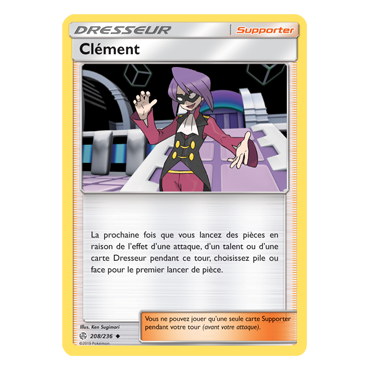 Carte Clément - Peu commune de Pokémon Éclipse Cosmique 208/236