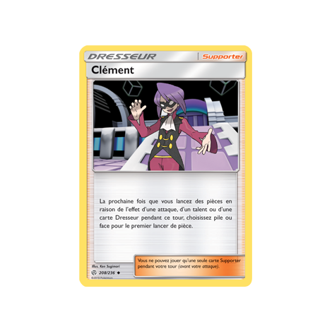 Carte Clément - Peu commune de Pokémon Éclipse Cosmique 208/236