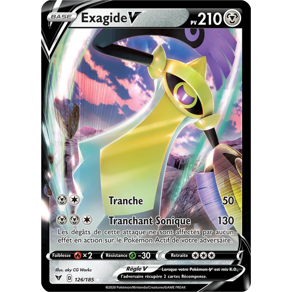 Carte Exagide - Holographique rare V de Pokémon Épée et Bouclier Voltage Éclatant 126/185