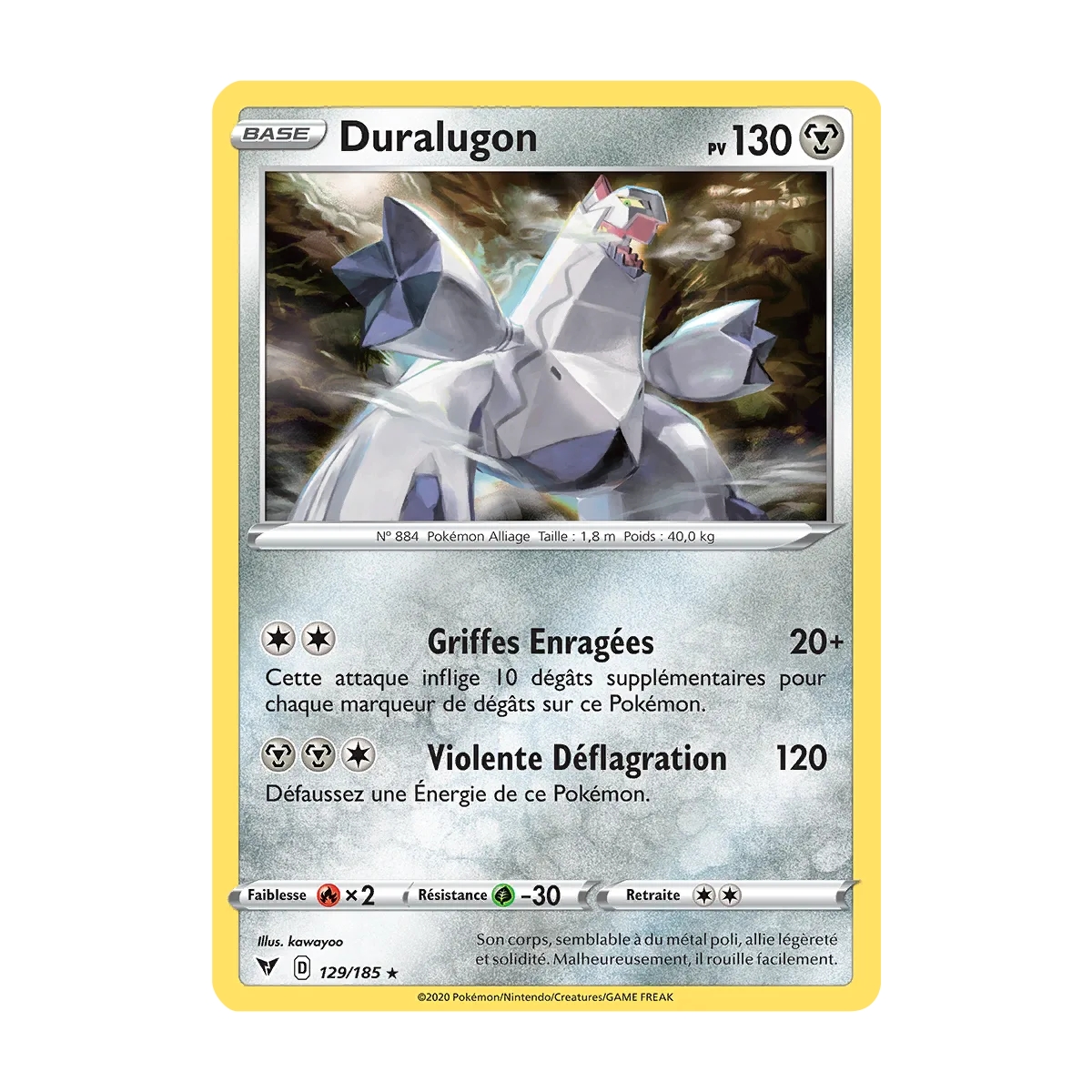 Duralugon 129/185 : Joyau Holographique rare de l'extension Pokémon Épée et Bouclier Voltage Éclatant