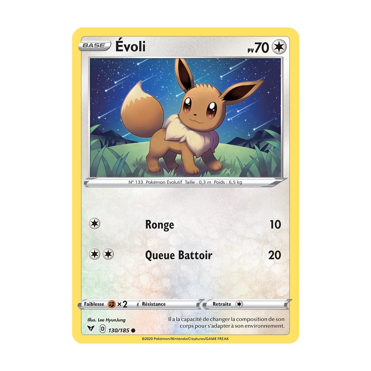 Carte Évoli - Commune (Brillante) de Pokémon Épée et Bouclier Voltage Éclatant 130/185