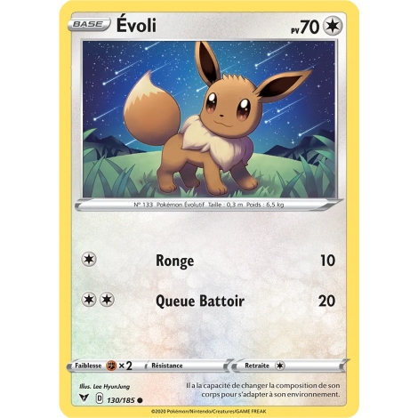 Carte Évoli - Commune (Brillante) de Pokémon Épée et Bouclier Voltage Éclatant 130/185