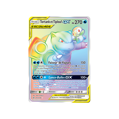 Carte Tortank et Tiplouf - Arc-en-ciel rare de Pokémon Éclipse Cosmique 253/236