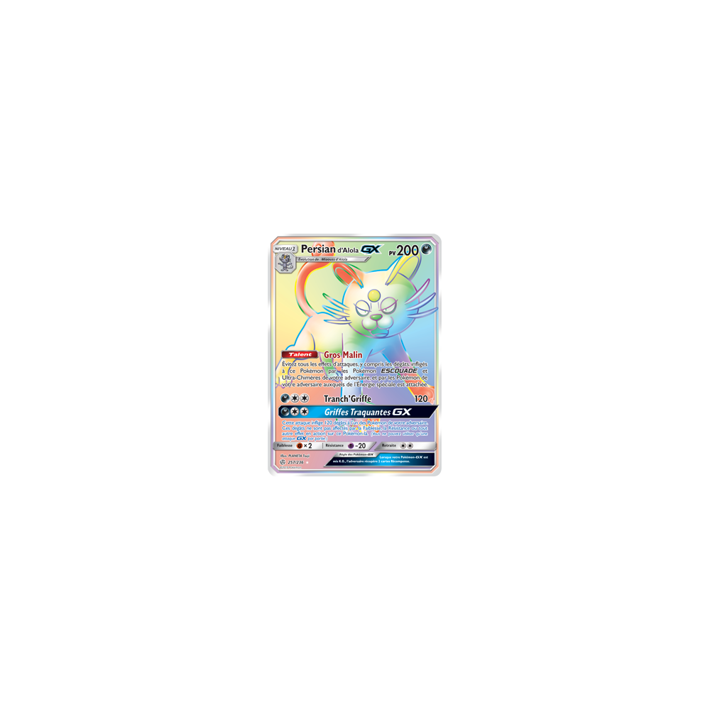 Persian d'Alola 257/236 : Joyau Arc-en-ciel rare de l'extension Pokémon Éclipse Cosmique