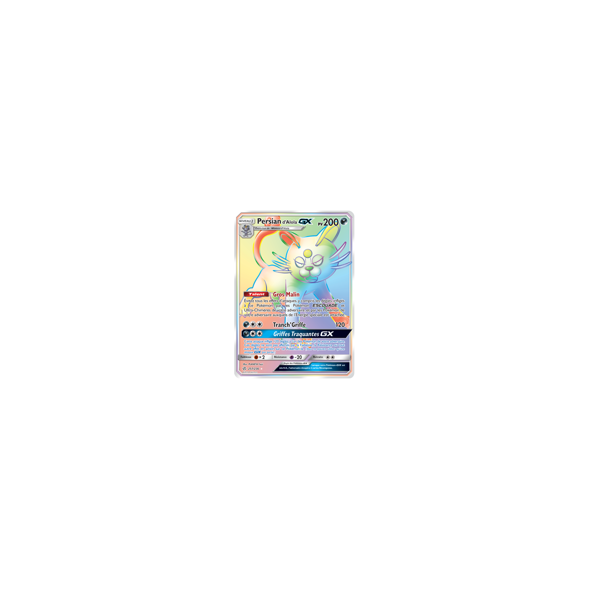 Persian d'Alola 257/236 : Joyau Arc-en-ciel rare de l'extension Pokémon Éclipse Cosmique