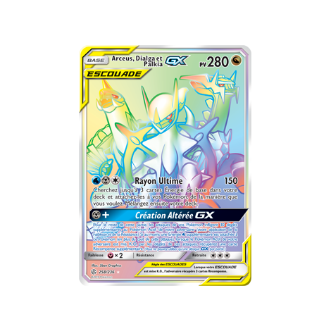 Carte Arceus, Dialga et Palkia - Arc-en-ciel rare de Pokémon Éclipse Cosmique 258/236