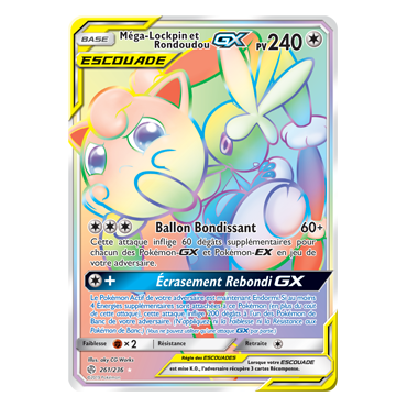 Carte Méga-Lockpin et Rondoudou - Arc-en-ciel rare de Pokémon Éclipse Cosmique 261/236