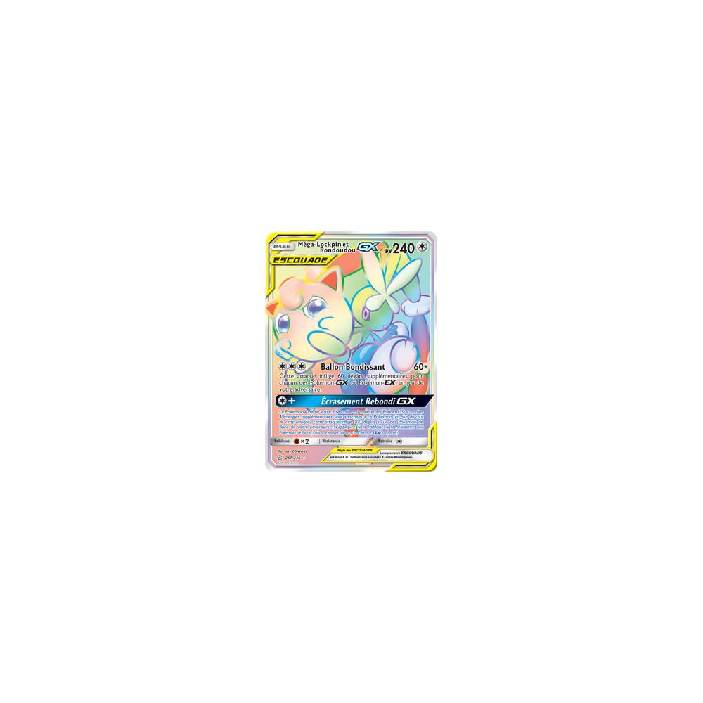 Carte Méga-Lockpin et Rondoudou - Arc-en-ciel rare de Pokémon Éclipse Cosmique 261/236