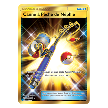 Carte Canne à Pêche de Néphie - Holographique rare de Pokémon Éclipse Cosmique 266/236