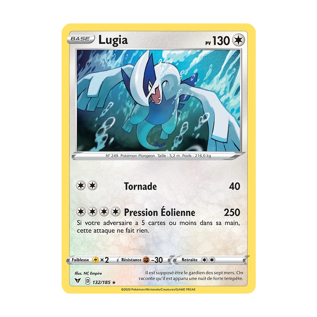 Lugia, carte Holographique Épée et Bouclier Voltage Éclatant