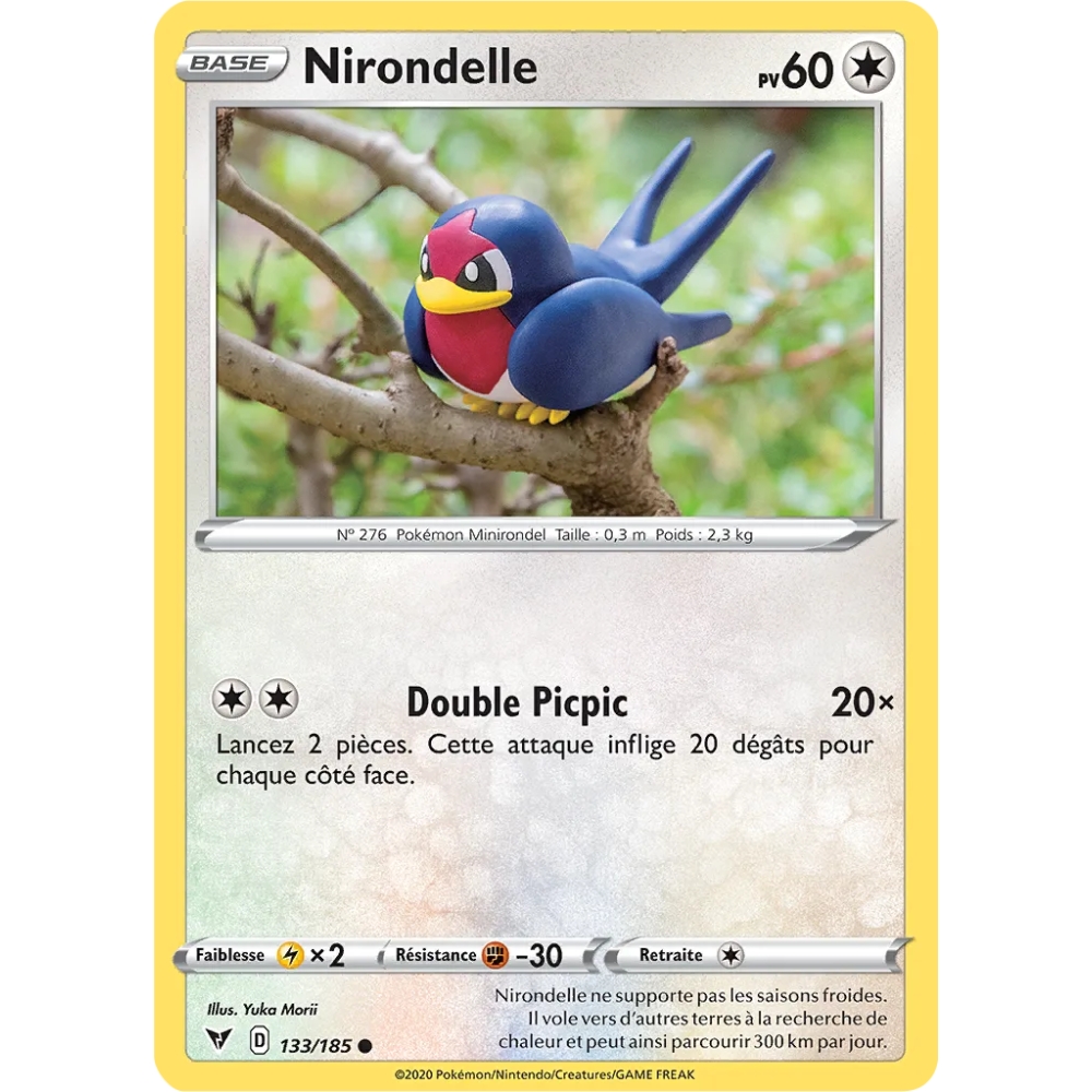 Carte Nirondelle - Commune (Brillante) de Pokémon Épée et Bouclier Voltage Éclatant 133/185