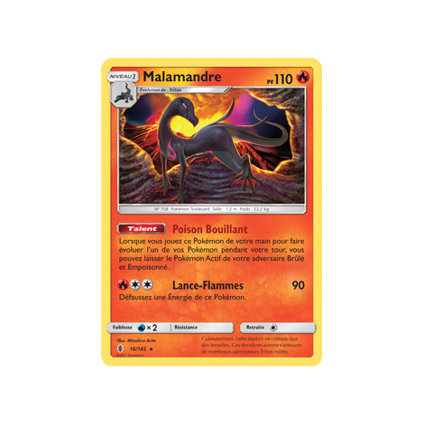 Carte Malamandre - Rare de Pokémon Gardiens Ascendants 16/145