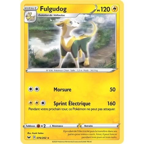 Carte Fulgudog - Holographique rare de Pokémon Épée et Bouclier 076/202