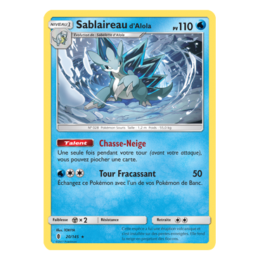 Carte Sablaireau d'Alola - Rare de Pokémon Gardiens Ascendants 20/145