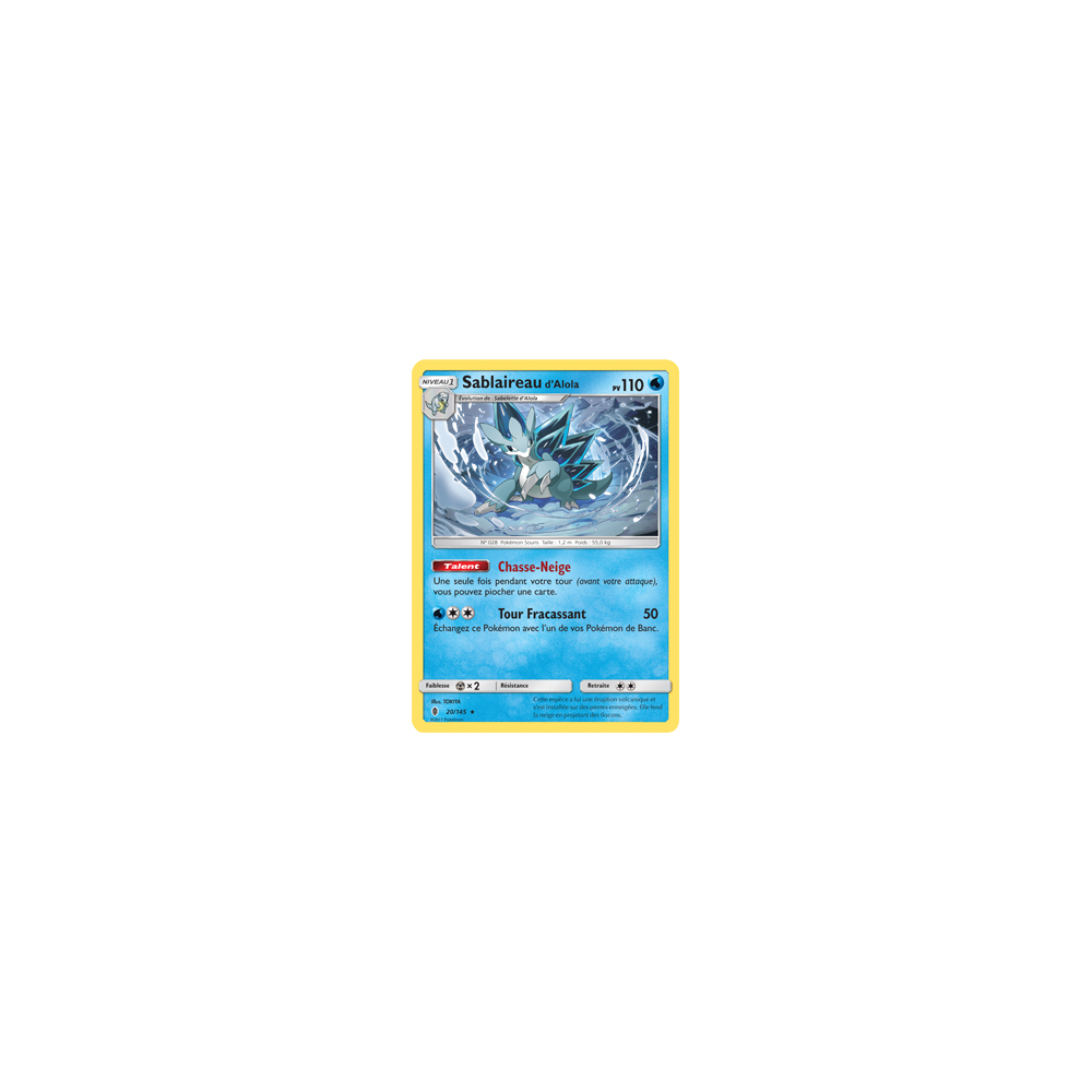 Carte Sablaireau d'Alola - Rare de Pokémon Gardiens Ascendants 20/145