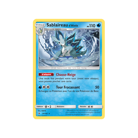 Carte Sablaireau d'Alola - Rare de Pokémon Gardiens Ascendants 20/145