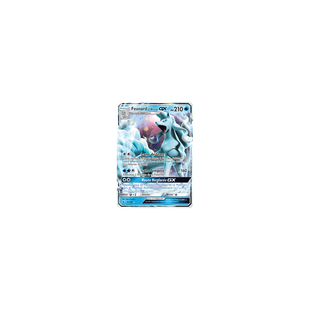 Carte Feunard d'Alola - Holographique rare GX de Pokémon Gardiens Ascendants 22/145