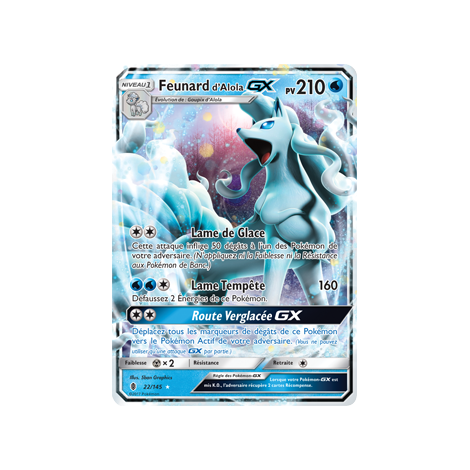 Carte Feunard d'Alola - Holographique rare GX de Pokémon Gardiens Ascendants 22/145