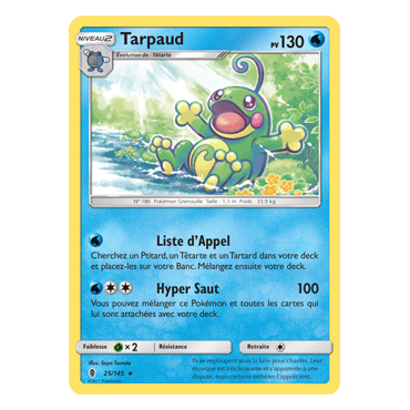 Tarpaud 25/145 : Joyau Holographique rare de l'extension Pokémon Gardiens Ascendants