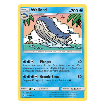 Découvrez Wailord, carte Rare de la série Gardiens Ascendants