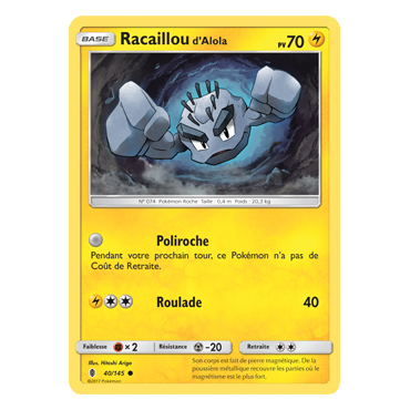 Racaillou d'Alola 40/145 : Joyau Commune de l'extension Pokémon Gardiens Ascendants
