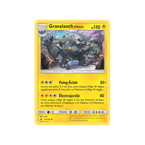 Gravalanch d'Alola 41/145 : Joyau Peu commune de l'extension Pokémon Gardiens Ascendants