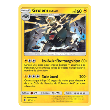 Découvrez Grolem d'Alola, carte Holographique rare de la série Gardiens Ascendants