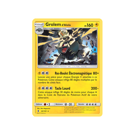 Découvrez Grolem d'Alola, carte Holographique rare de la série Gardiens Ascendants