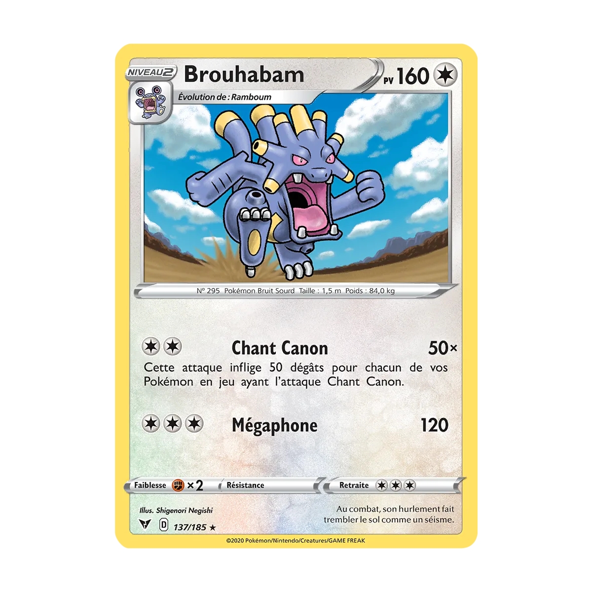 Carte Brouhabam - Rare (Brillante) de Pokémon Épée et Bouclier Voltage Éclatant 137/185