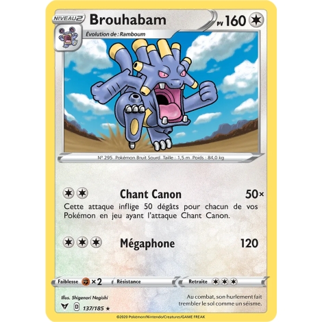 Carte Brouhabam - Rare (Brillante) de Pokémon Épée et Bouclier Voltage Éclatant 137/185