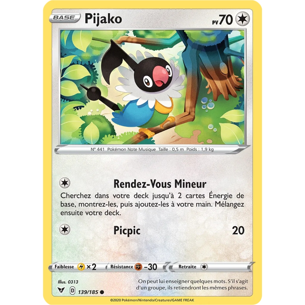 Carte Pijako - Commune (Brillante) de Pokémon Épée et Bouclier Voltage Éclatant 139/185