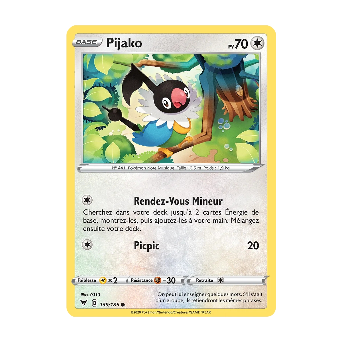 Carte Pijako - Commune (Brillante) de Pokémon Épée et Bouclier Voltage Éclatant 139/185