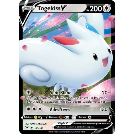 Carte Togekiss - Holographique rare V de Pokémon Épée et Bouclier Voltage Éclatant 140/185