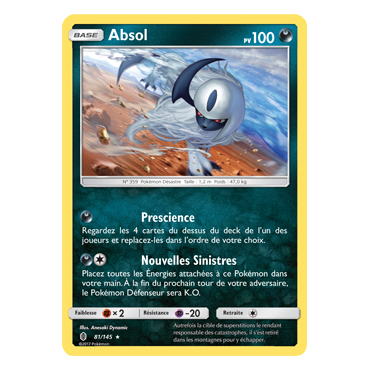Découvrez Absol, carte Holographique rare de la série Gardiens Ascendants