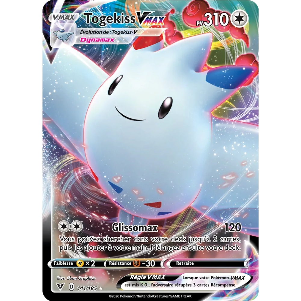 Découvrez Togekiss, carte Holographique rare VMAX de la série Épée et Bouclier Voltage Éclatant