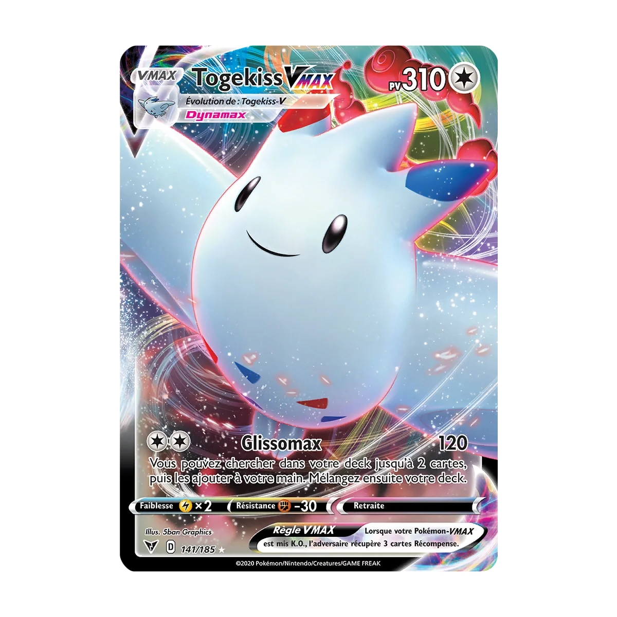 Découvrez Togekiss, carte Holographique rare VMAX de la série Épée et Bouclier Voltage Éclatant