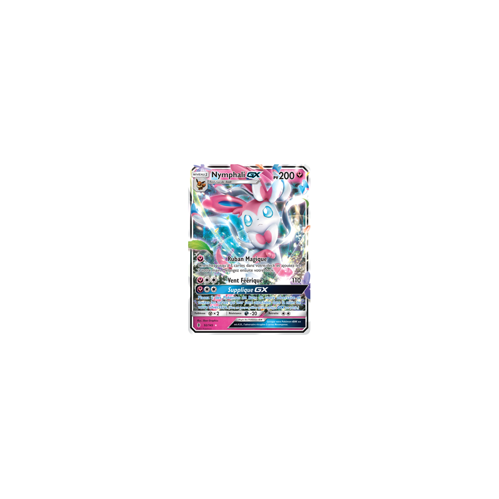 Carte Nymphali - Holographique rare GX de Pokémon Gardiens Ascendants 92/145